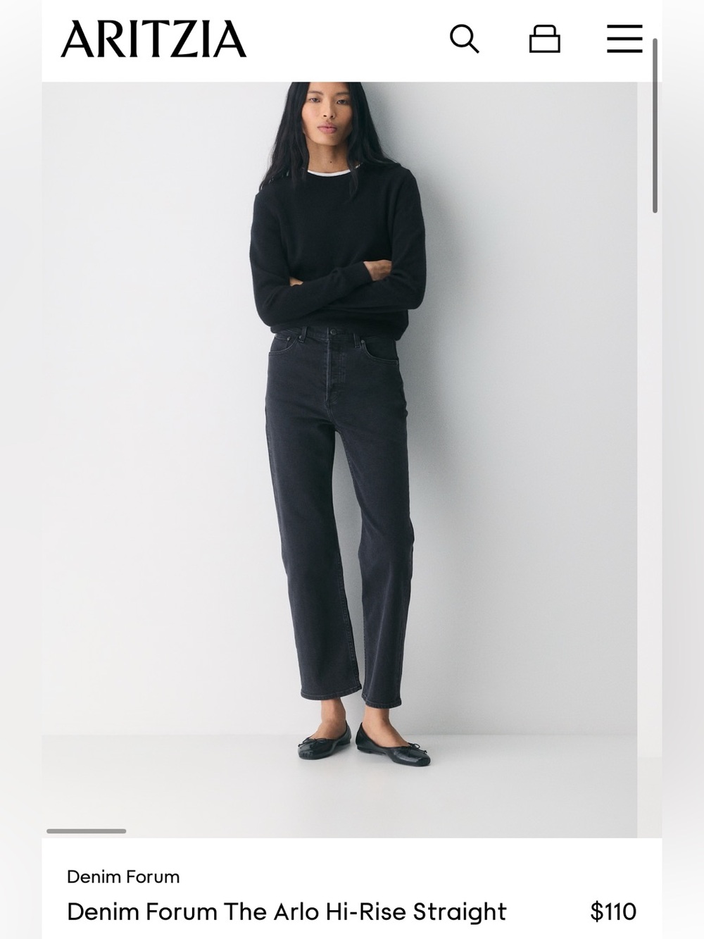 Arlo High-Rise Straight Leg Jeans - Faded Black